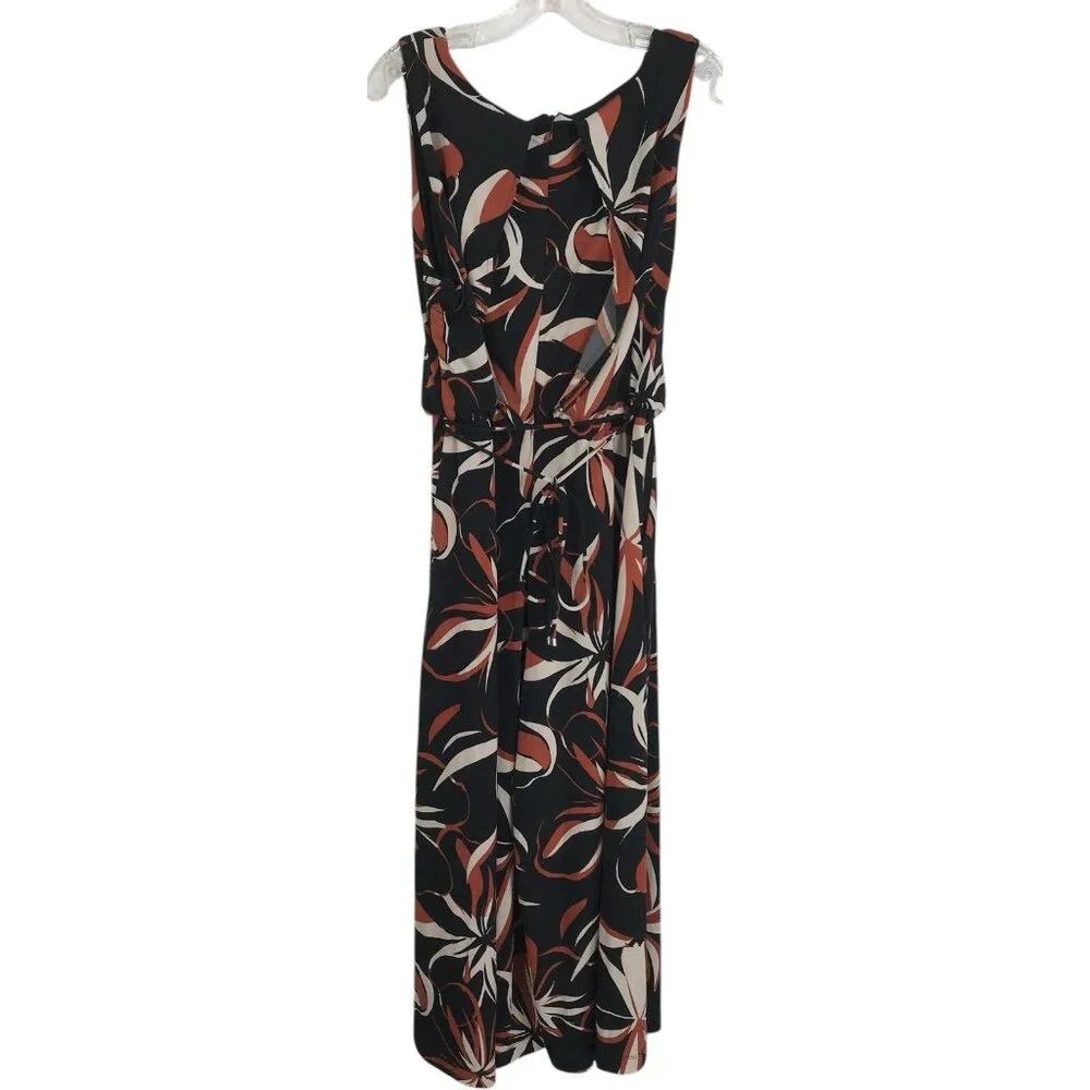 Cynthia Rowley Jumpsuit Romper Womens Size XL Black Floral Sleeveless Stretch‎ - Picture 6 of 13